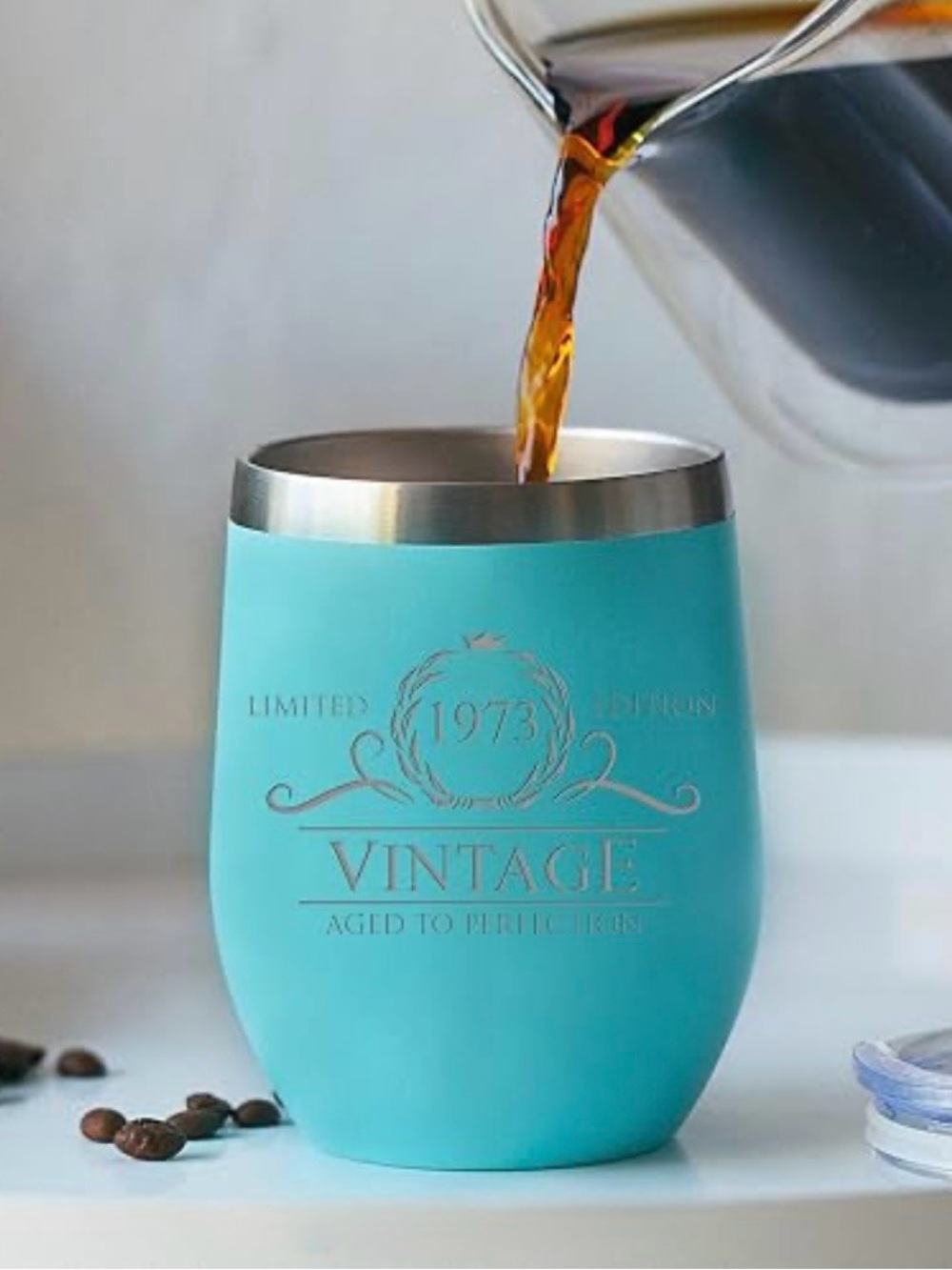 Sodilly Vintage 1973 Birthday Gift - 12 oz Mint Stainless Steel Tumbler with Lid